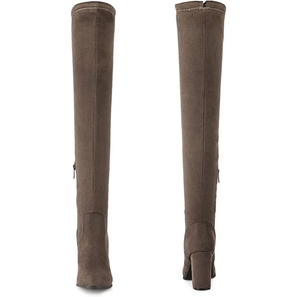 Women's Shoo-khaki Thigh High Over The Knee Rounded Toe Fashion Long Boots